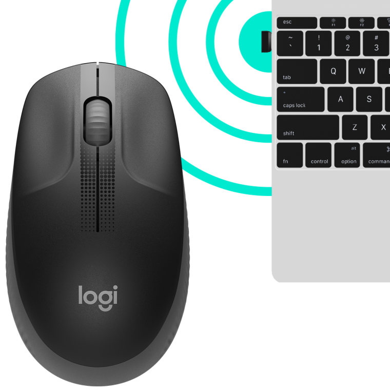 RATON LOGITECH M190 NEGRO GRIS RF INALAMBRICO PILAS - detalle