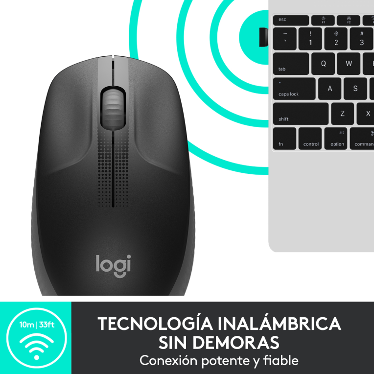 RATON LOGITECH M190 NEGRO GRIS RF INALAMBRICO PILAS - detalle
