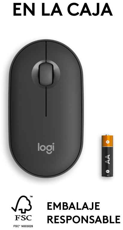 RATON LOGITECH PEBBLE MOUSE M350S GRAFITO BLUETOOTH PILAS - detalle