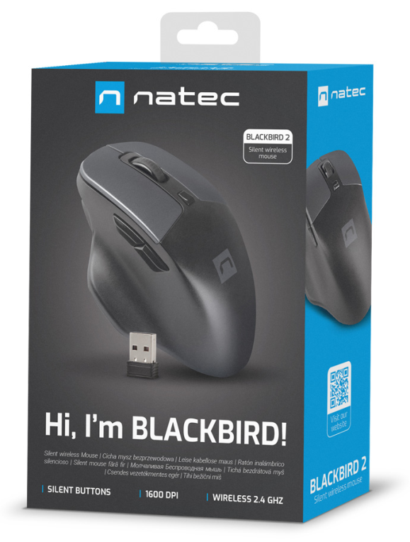RATON NATEC BLACKBIRD 2 SILENT 1600DPI NEGRO RF INALAMBRICO PILAS - detalle