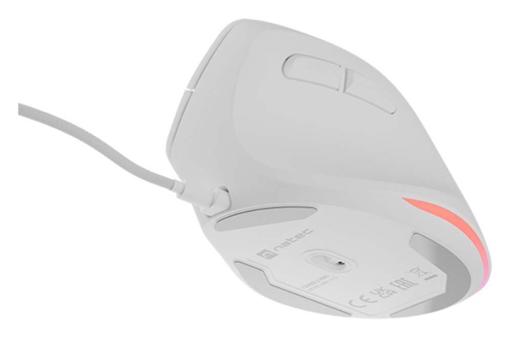 RATON NATEC CRAKE 2 PRO VERTICAL DIESTRO 12.800 DPI OPTICO BLANCO USB - detalle