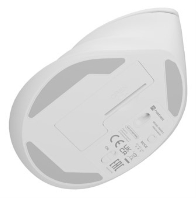 RATON NATEC CRAKE 2 VERTICAL DIESTRO DUAL 2400 DPI BLANCO BLUETOOTH PILAS - detalle