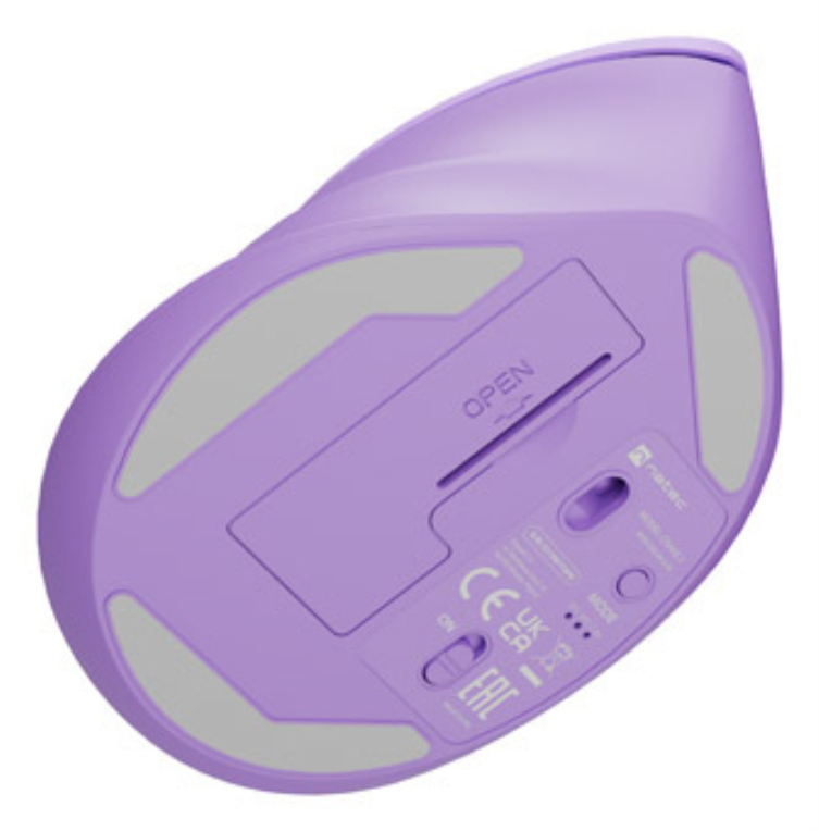RATON NATEC CRAKE 2 VERTICAL DIESTRO DUAL 2400 DPI LAVANDA BLUETOOTH PILAS - detalle