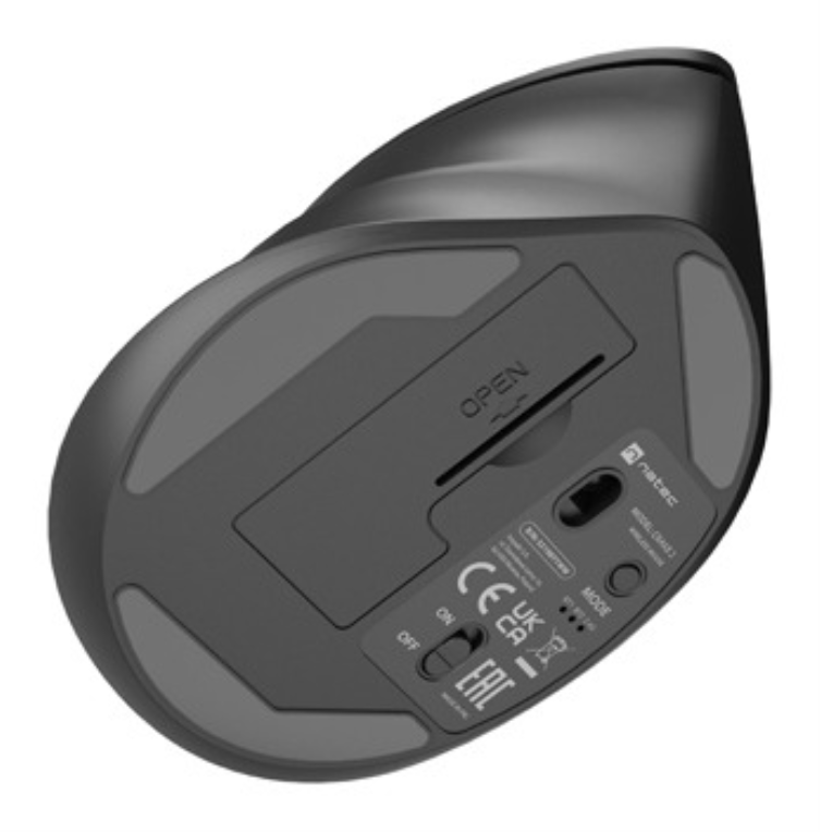 RATON NATEC CRAKE 2 VERTICAL DIESTRO DUAL 2400 DPI NEGRO BLUETOOTH PILAS - detalle