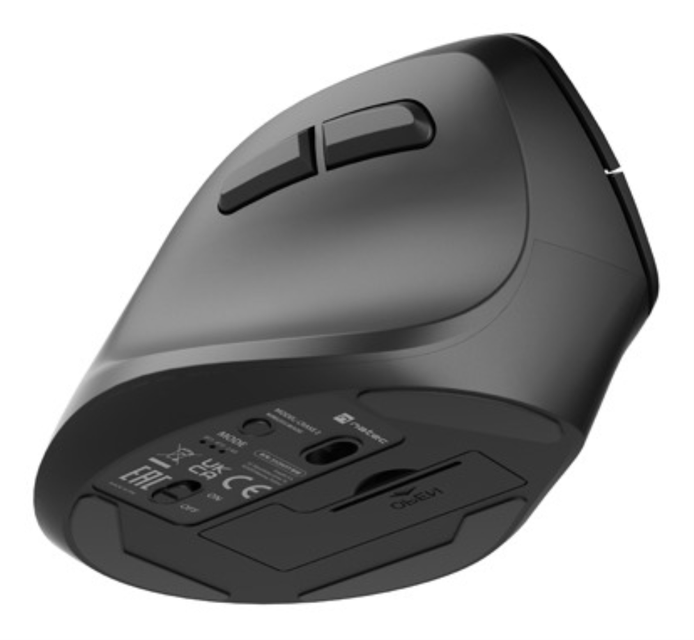 RATON NATEC CRAKE 2 VERTICAL ZURDO DUAL 2400 DPI NEGRO BLUETOOTH PILAS - detalle