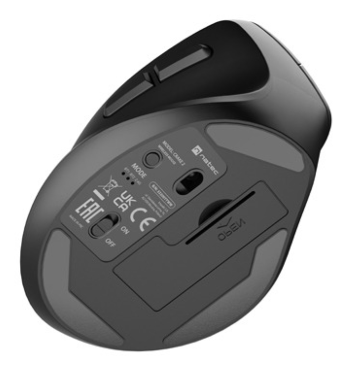 RATON NATEC CRAKE 2 VERTICAL ZURDO DUAL 2400 DPI NEGRO BLUETOOTH PILAS - detalle