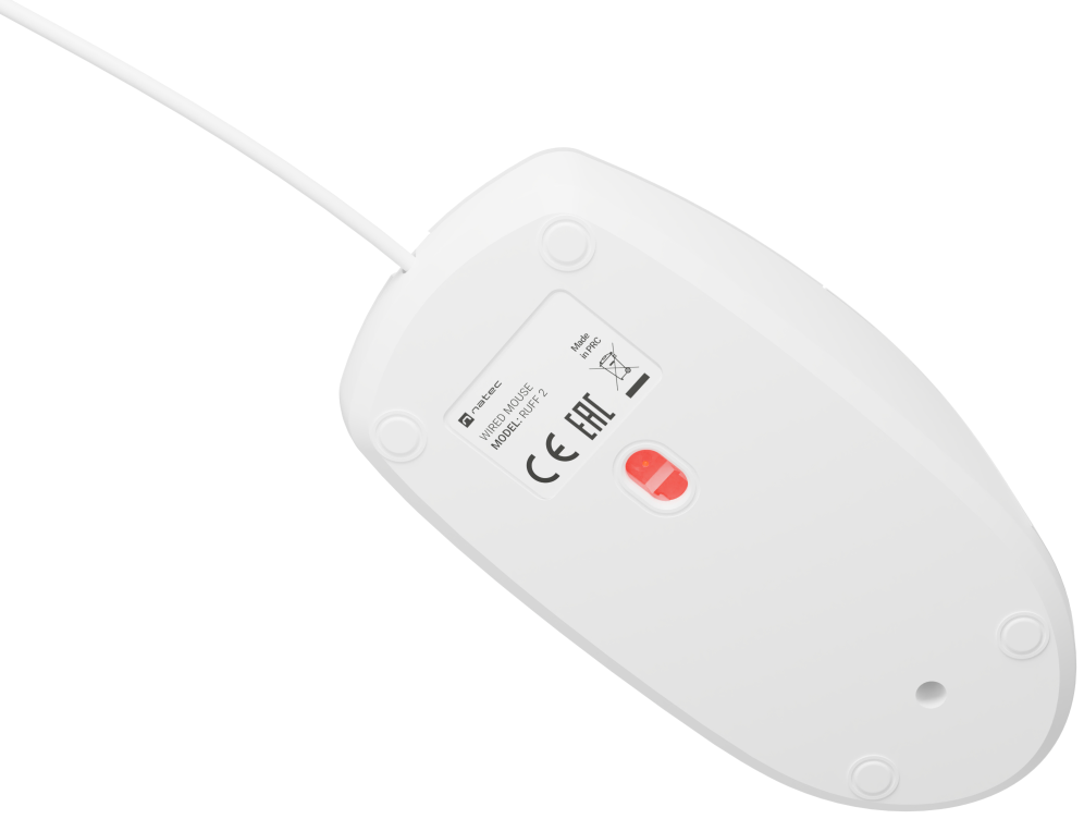 RATON NATEC RUFF 2 1000DPI OPTICO BLANCO USB - detalle