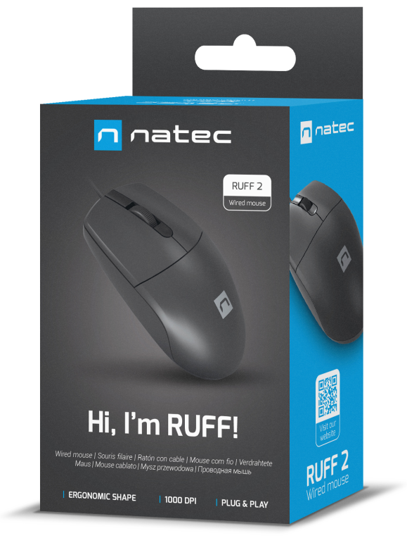 RATON NATEC RUFF 2 1000DPI OPTICO NEGRO USB - detalle
