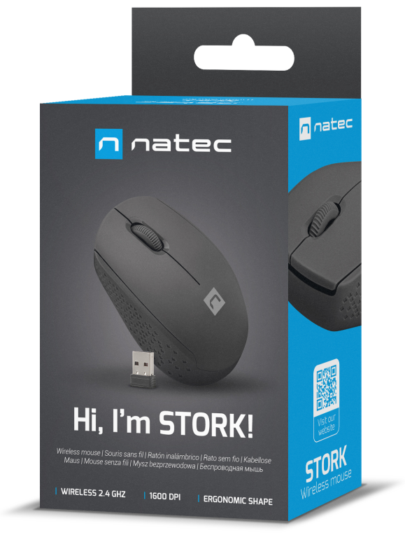 RATON NATEC STORK OPTICO 1600 DPI NEGRO RF INALAMBRICO PILAS - detalle
