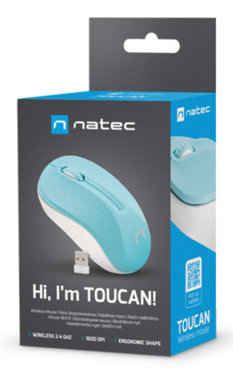 RATON NATEC TOUCAN AZUL-BLANCO RF INALAMBRICO PILAS - detalle