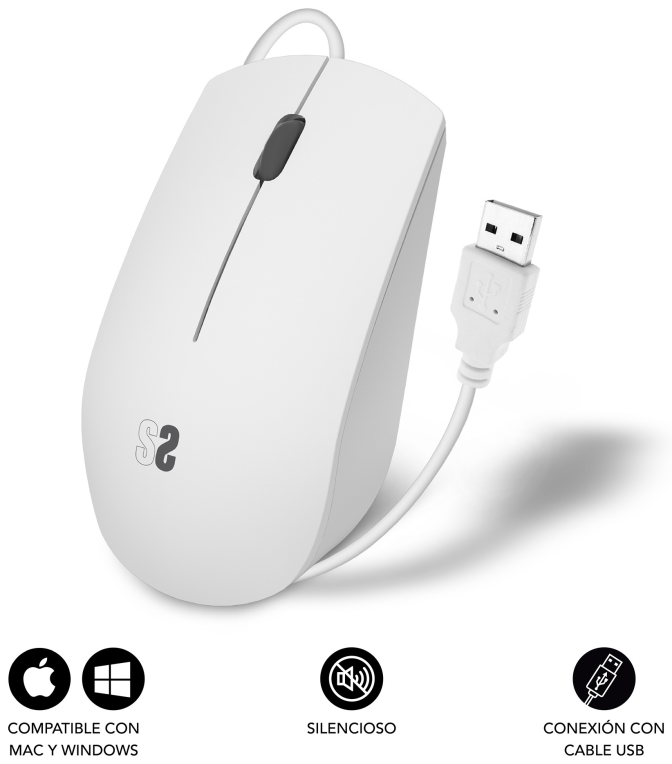 RATON SUBBLIM BUSINESS SILENCIOSO 1200 DPI BLANCO USB - detalle