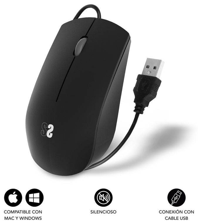 RATON SUBBLIM BUSINESS SILENCIOSO 1200 DPI NEGRO USB - detalle