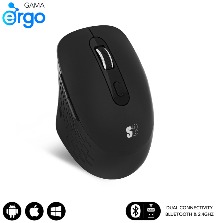 RATON SUBBLIM CURVE ERGO DUAL BLANCO BLUETOOTH BATERIA RECARGABLE