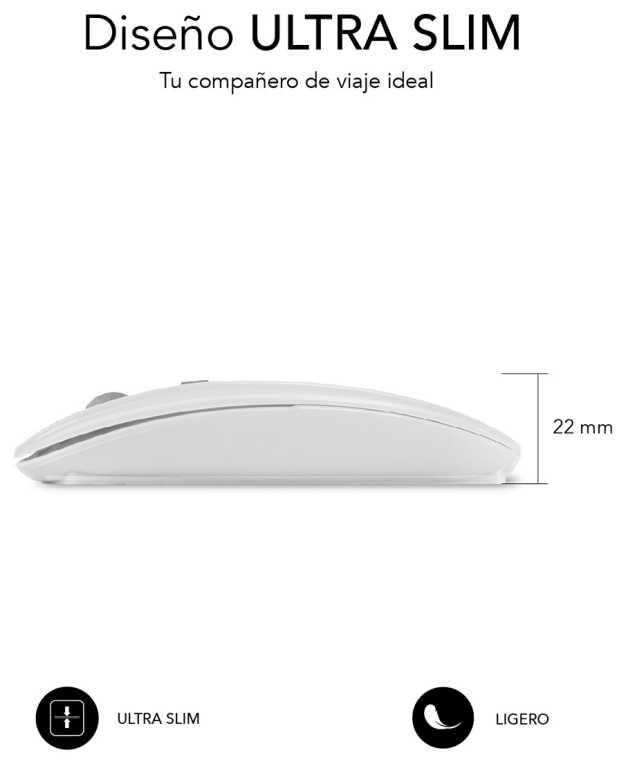 RATON SUBBLIM DUAL FLAT WHITE BLUETOOHT BATERIA RECARGABLE - detalle