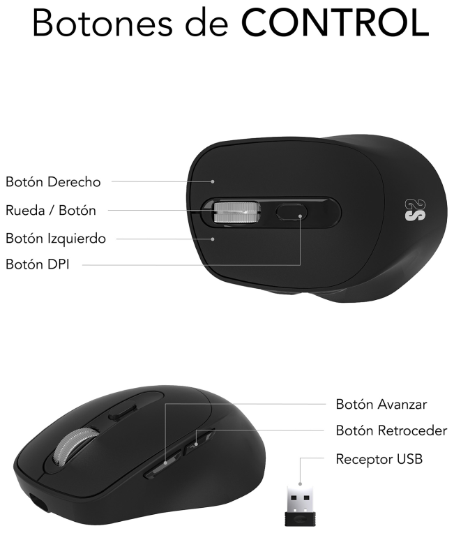 RATON SUBBLIM ERGO DUAL NEGRO BLUETOOTH BATERIA RECARGABLE - detalle