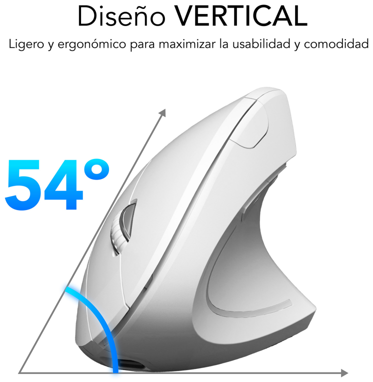 RATON SUBBLIM GLIDE ERGO DUAL BLANCO BLUETOOTH BATERIA RECARGABLE - detalle