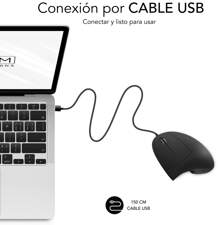 RATON SUBBLIM GLIDE VERTICAL ERGO BLACK USB - detalle