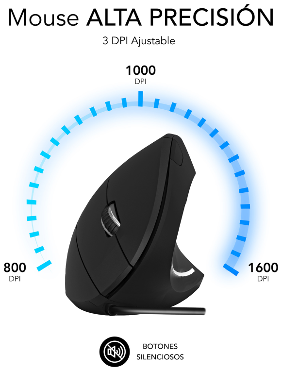 RATON SUBBLIM GLIDE VERTICAL ERGO BLACK USB - detalle