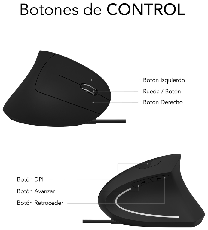 RATON SUBBLIM GLIDE VERTICAL ERGO BLACK USB - detalle