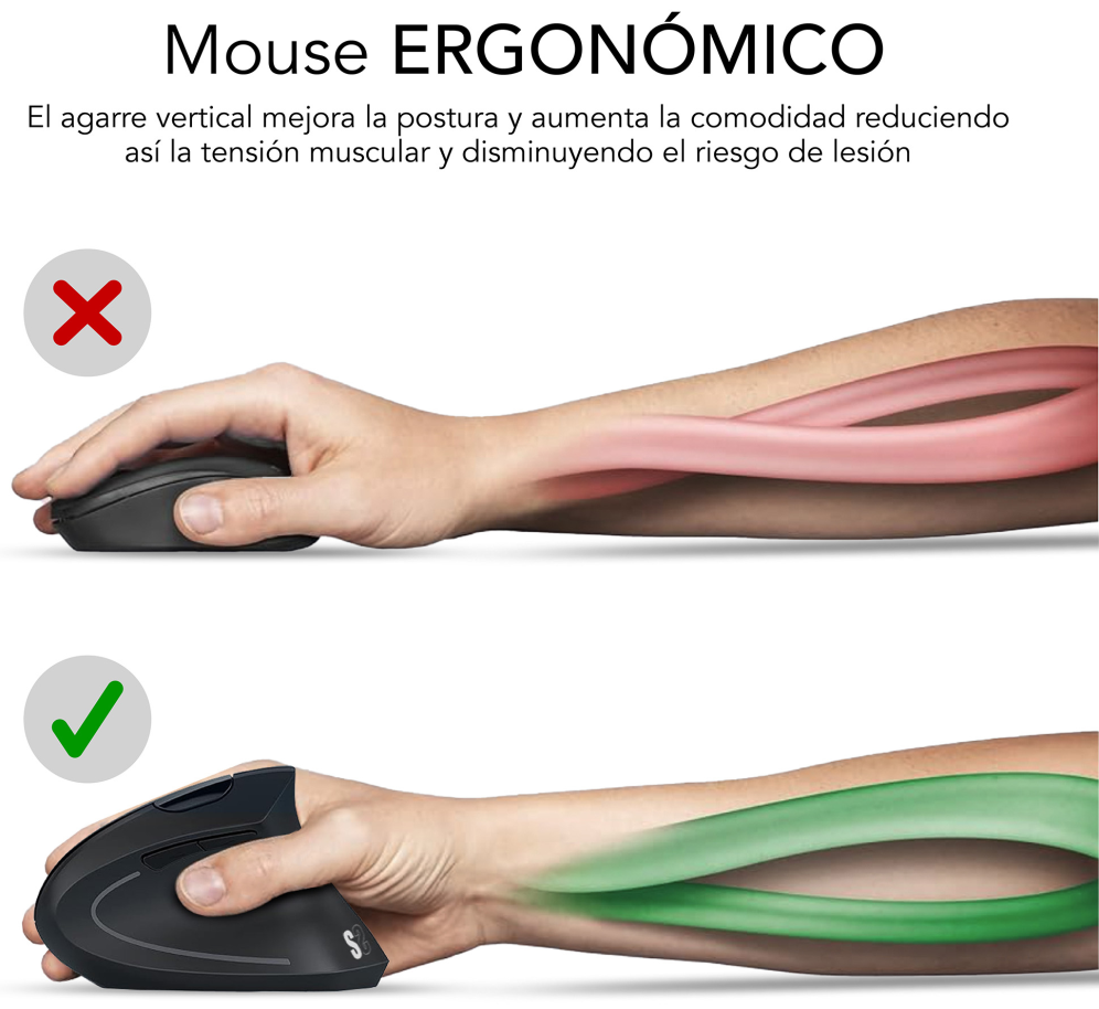 RATON SUBBLIM GLIDE VERTICAL ERGO WHITE USB - detalle