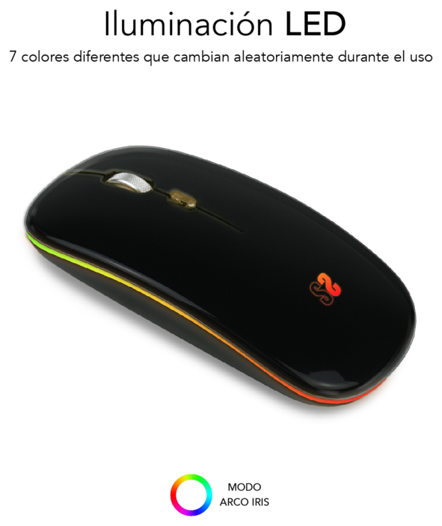 RATON SUBBLIM LED DUAL FLAT RGB BLACK BLUETOOHT BATERIA RECARGABLE - detalle