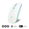 SUBBLIM Ratón Inalámbrico Bluetooth + RF RGB LED Dual Flat Mouse White