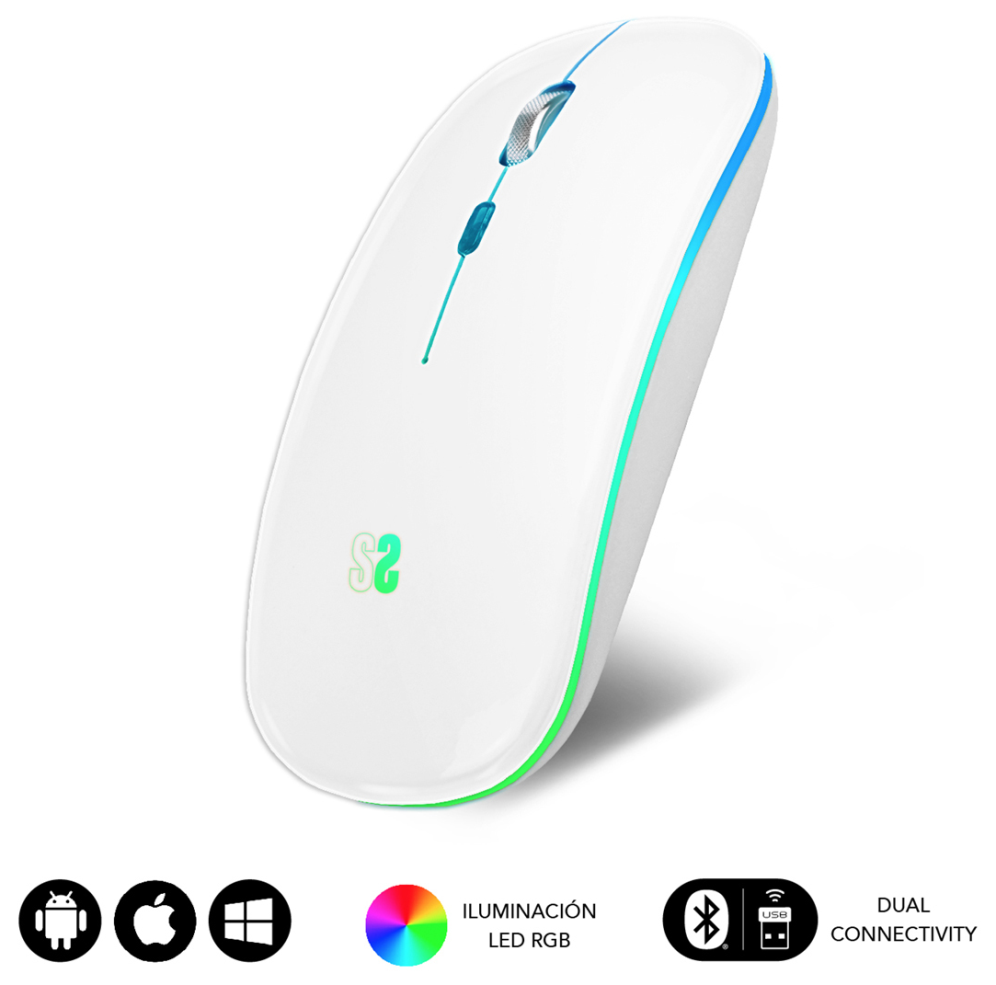 RATON SUBBLIM LED DUAL FLAT RGB WHITE BLUETOOHT BATERIA RECARGABLE