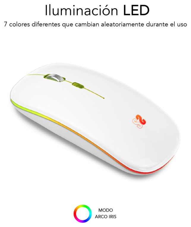 RATON SUBBLIM LED DUAL FLAT RGB WHITE BLUETOOHT BATERIA RECARGABLE - detalle