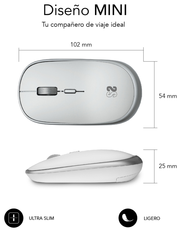 RATON SUBBLIM MINI SILVER RF INALAMBRICO PILAS - detalle