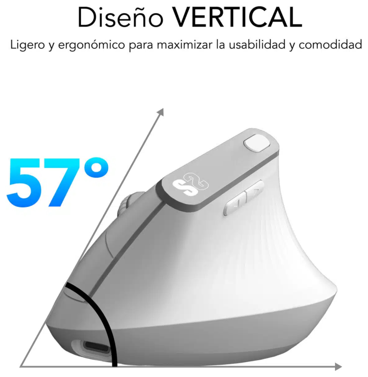 RATON SUBBLIM NATURE VERTICAL ERGO DUAL BATTERY WHITE - detalle