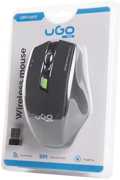 RATON UGO MY-03 1800DPI OPTICAL BLACK RF INALAMBRICO PILAS - detalle