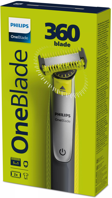 RECORTADORA PHILIPS QP2834/23 ONE BLADE 360 CARA CUERPO DOBLE CUCHILLA - detalle