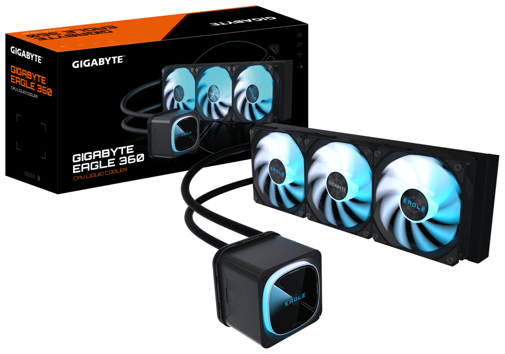GIGABYTE EAGLE 360 Refrigeración Líquida para CPU - 3x120mm Ventiladores ARGB. pantalla LCD a color. DAISY-CHAIN. Compat