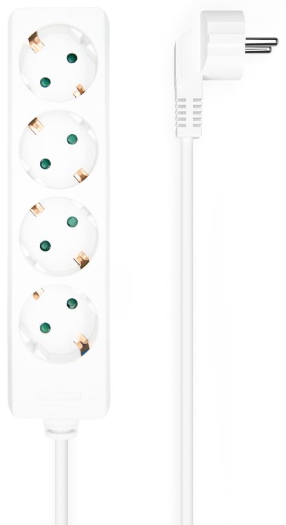 REGLETA AISENS BASE 4 TOMAS SIN INTERRUPTOR CABLE 3x1.5MM2 1.4M BLANCO