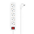 AISENS Base Multiple 5 Tomas con Interruptor con Cable 3×1.5mm2. Blanco. 1.4 m