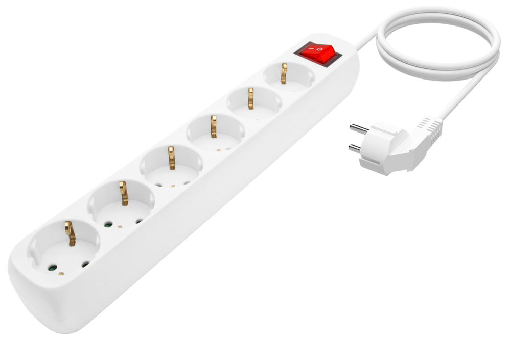 REGLETA AISENS BASE 6 TOMAS INTERRUPTOR CABLE 3x1.5MM2 1.4M BLANCO - detalle