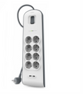 REGLETA BELKIN SURGERSTRIP 8 TOMAS 2x USB/ A PROTECCION ANTIPICOS BLANCO MONTABL