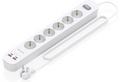 REGLETA ENCHUFES AISENS MULTIFUNCION 6 TOMAS+2xUSB-C 2xUSB-A 1.4M BLANCO