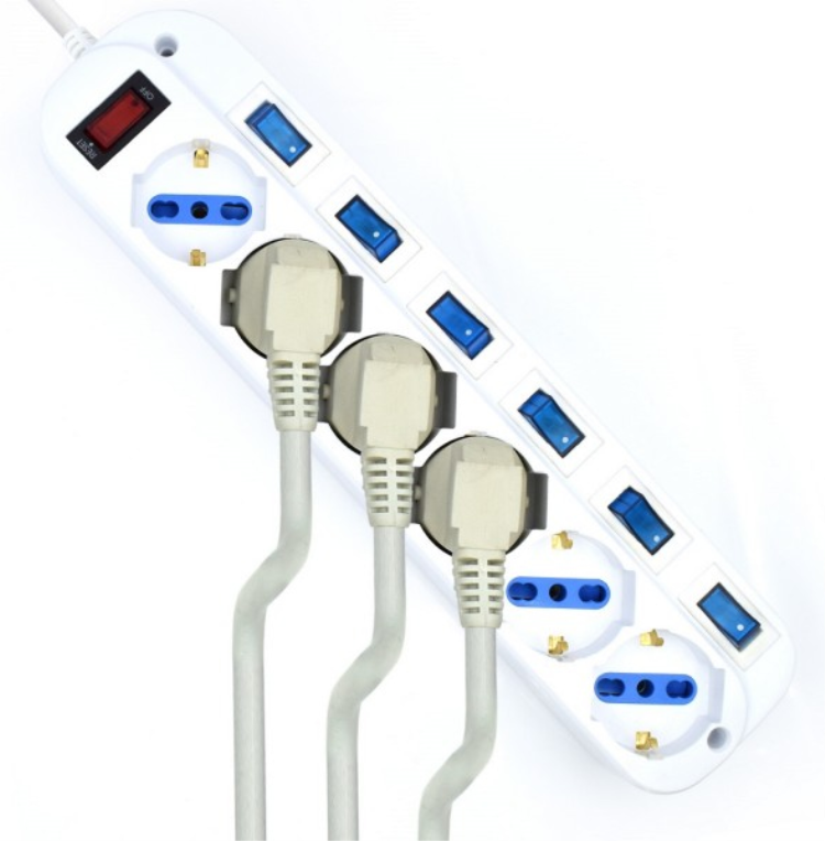 REGLETA EWENT 6 TOMAS SHUKO 16A CON INTERRUPTOR ON/OFF 3M BLANCA - detalle