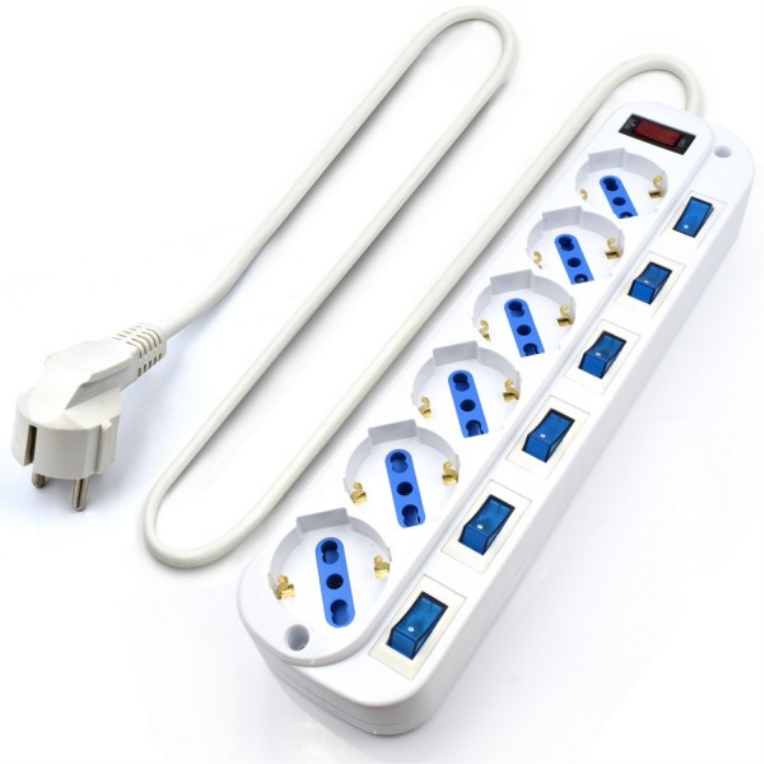 REGLETA EWENT 6 TOMAS SHUKO 16A CON INTERRUPTOR ON/OFF 3M BLANCA - detalle
