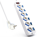 REGLETA EWENT 6 TOMAS SHUKO 16A CON INTERRUPTOR ON/OFF 5M BLANCA