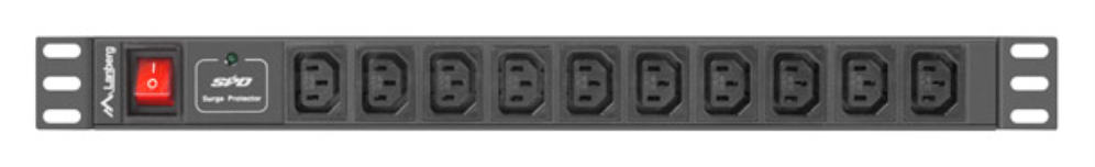 REGLETA LANBERG 1U 10A RACK 19 10X SOCKET NEGRO 2M - detalle