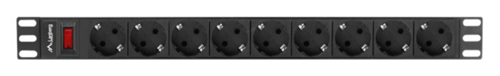 REGLETA LANBERG 1U 16A 9X SCHUKO RACK 19" 3M NEGRO