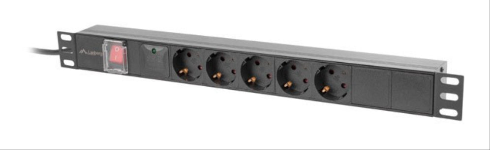 Lanberg PDU-05F-0200-BK unidad de distribución de energía (PDU) 5 salidas AC 1U Negro