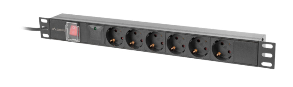 Lanberg PDU-06F-0200-BK unidad de distribución de energía (PDU) 6 salidas AC 1U Negro
