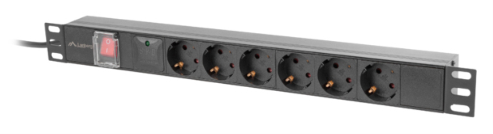 REGLETA LANBERG 1U 16A RACK 19 6X SOCKET SCHUKO NEGRO 2M