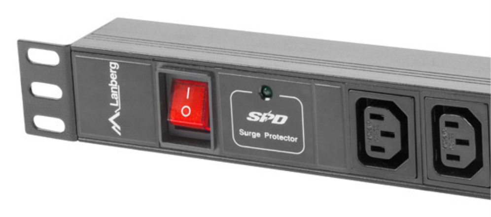 REGLETA LANBERG 1U 16A RACK 19 8X SOCKET IEC C13 NEGRO 2M - detalle