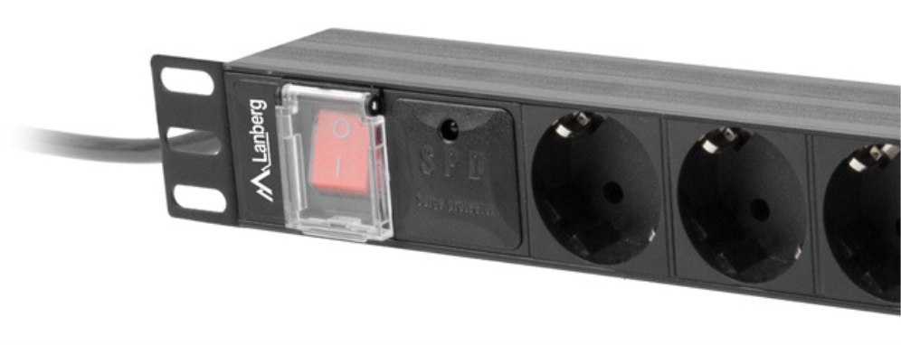REGLETA LANBERG 1U 16A SCHUKO 19 8X NEGRO 2M - detalle