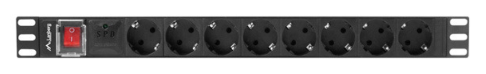 REGLETA LANBERG 1U 16A SCHUKO 19 8X NEGRO 2M - detalle