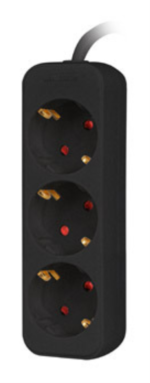 REGLETA LANBERG 3 TOMAS SCHUKO NEGRA 1.5M - detalle